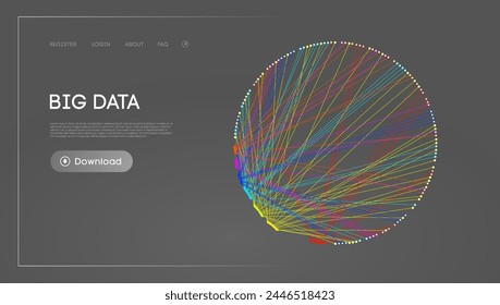 Big Data Circle blockchain technology background. Neural network digital background