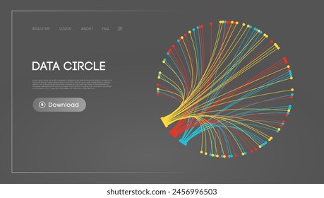 Big Data Circle blockchain technology background. Neural network digital background