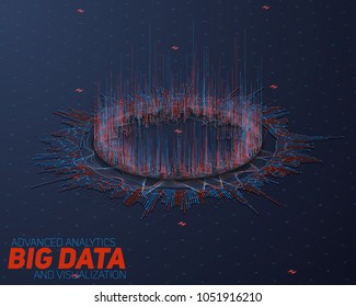 Big Data Circular Perspective Visualization. Futuristic Infographic HUD. Information Aesthetic Design. Visual Data Complexity. Complex Data Threads Graphic. Social Network. Abstract Graph