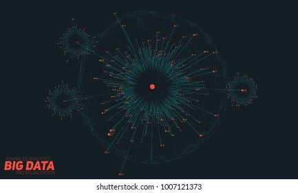 Big data circular visualization. Futuristic infographic. Information aesthetic design. Visual data complexity. Complex data threads analysis. Social network representation. Abstract business graph.