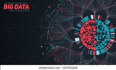 Big data circular visualization. Futuristic infographic. Information aesthetic design. Visual data complexity. Complex data threads graphic. Social network representation. Abstract graph.