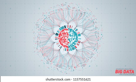 Big data circular visualization. Futuristic infographic. Information aesthetic design. Visual data complexity. Complex data threads graphic. Social network representation. Abstract graph.