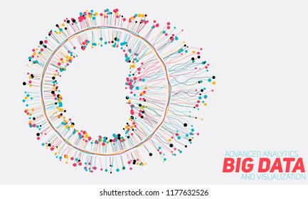 Big Data Circular Visualization. Futuristic Infographic. Information Aesthetic Design. Visual Data Complexity. Complex Data Threads Graphic. Social Network Representation. Abstract Graph.