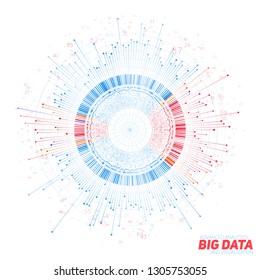 Big Data Circular Visualization. Futuristic Infographic. Information Aesthetic Design. Visual Data Complexity. Complex Data Threads Graphic. Social Network Representation. Abstract Graph.