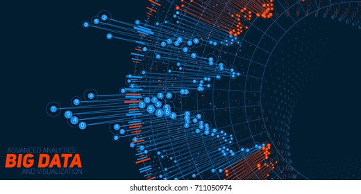 Big data circular visualization. Futuristic infographic. Information aesthetic design. Visual data complexity. Complex data threads graphic. Social network representation. Abstract graph