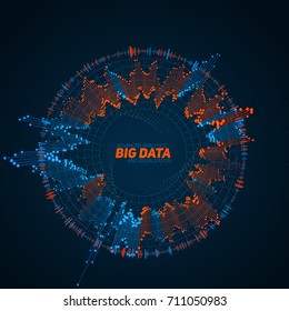 Big data circular visualization. Futuristic infographic. Information aesthetic design. Visual data complexity. Complex data threads graphic. Social network representation. Abstract graph