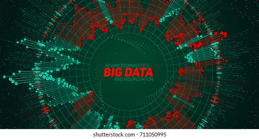 Big data circular visualization. Futuristic infographic. Information aesthetic design. Visual data complexity. Complex data threads graphic. Social network representation. Abstract graph