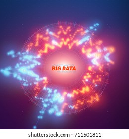 Big data circular visualization. Futuristic infographic. Information aesthetic design. Visual data complexity. Complex data threads graphic. Social network representation. Abstract graph