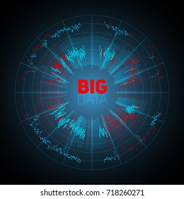 Big data circular visualization. Futuristic infographic. Information aesthetic design. Visual data complexity. Complex data threads graphic. Social network representation. Abstract graph