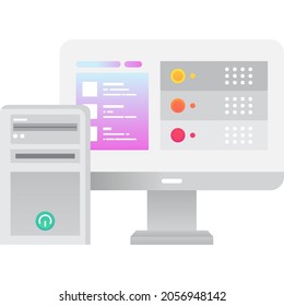 Big data cloud computer database technology vector icon. Business analysis, network information storage and process. Global internet web server