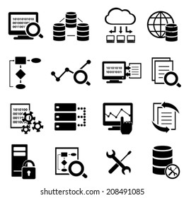 Big data, cloud computing and technology icon set
