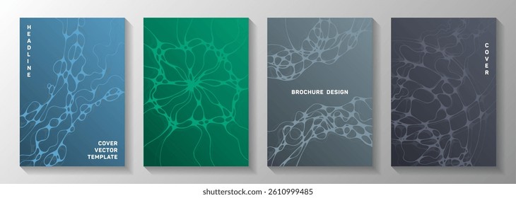 Big data cloud idea abstract vector covers. Dynamic curve lines tissue backdrops. Vivid cover vector layouts. Hi tech cover pages graphic design set.