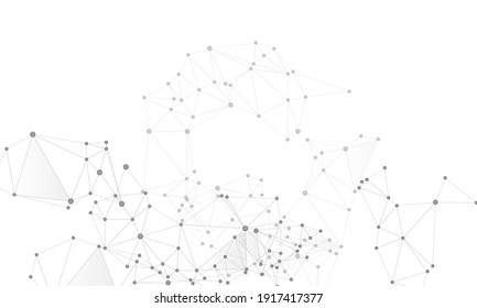 Big Data Cloud Scientific Concept. Network Nodes Greyscale Plexus Background. Net Grid Of Node Points, Lines Matrix. Tech Vector Big Data Visualization Cloud Structure. Molecular Biology Backdrop.