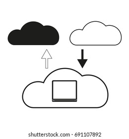 Big data Clouds are exchanged Vector black icon on white background.