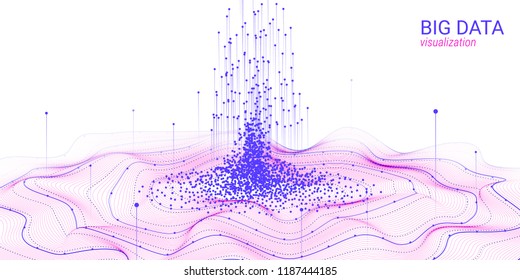 Big Data Complex. Aesthetics 3d Visualization. Technology Futuristic Cosmic Design. Social Network Background. Analysis of Big Data Sorting. Fractal Element in Futuristic Style. Digital Data Analysis.