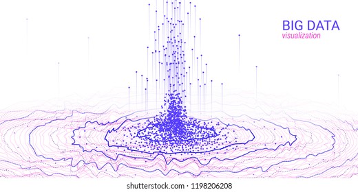 Big Data Complex. Aesthetics 3d Visualization. Technology Futuristic Cosmic Design. Social Network Background. Analysis of Information Sorting. Fractal Element in Futuristic Style. Digital Analysis.
