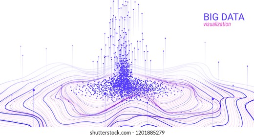 Big Data Complex. Aesthetics 3d Visualization. Technology Futuristic Cosmic Design. Social Network Background. Analysis of Information Sorting. Fractal Element in Futuristic Style. Digital Analysis.