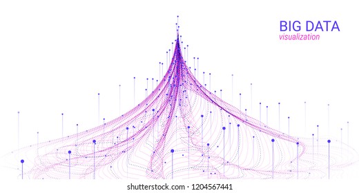 Big Data Complex. Aesthetics 3d Visualization. Technology Futuristic Cosmic Design. Social Network Background. Analysis of Information Sorting. Fractal Element in Futuristic Style. Digital Analysis.