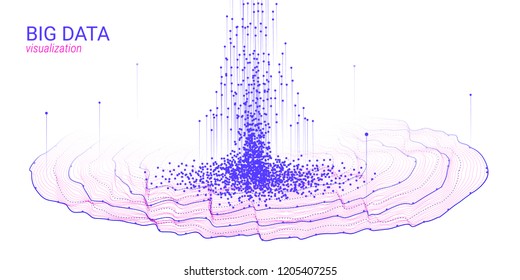 Big Data Complex. Aesthetics 3d Visualization. Technology Futuristic Cosmic Design. Social Network Background. Analysis of Information Sorting. Fractal Element in Futuristic Style. Digital Analysis.