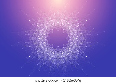 Big data complex. Graphic abstract background communication. Perspective backdrop of depth. Minimal array with compounds lines and dots. Digital data visualization. Vector illustration Big data