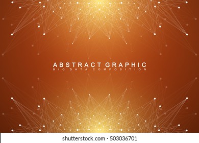 Big data complex. Graphic abstract background communication. Perspective backdrop of depth. Minimal array with compounds lines and dots. Digital data visualization. Big data vector illustration