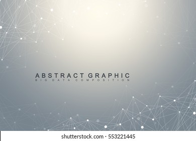 Gran complejo de datos. Comunicación gráfica de fondo abstracto. Fondo de perspectiva de profundidad. Arreglo mínimo con líneas y puntos compuestos. Visualización de datos digitales. Ilustración de vectores Datos importantes