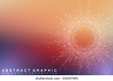 Big data complex. Graphic abstract background communication. Perspective backdrop of depth. Minimal array with compounds lines and dots. Digital data visualization. Vector illustration