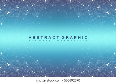 Big data complex. Graphic abstract background communication. Perspective backdrop of depth. Minimal array with compounds lines and dots. Digital data visualization. Vector illustration