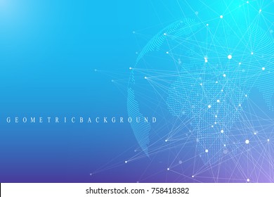 Big data complex world globe. Graphic abstract background communication. Perspective backdrop of depth. Virtual minimal array with compounds. Digital data visualization. Vector illustration Big data