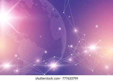 Big data complex world globe. Graphic abstract background communication. Perspective backdrop of depth. Virtual minimal array with compounds. Digital data visualization. Vector illustration Big data