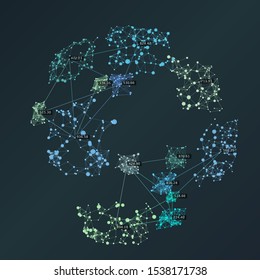 Big data complexity. Creative data visualization. Advanced analytics. Beauty of data abstract background. Globe of connected nodes.