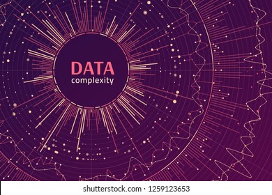 Big data complexity representation. Data concept visualization. Graphic abstract background. Vector eps10