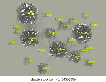 Big data complexity visual representation. Cluster analysis visualization. Advanced analytics. Beauty of data graphic abstract background. 