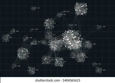 Big data complexity visual representation. Cluster analysis visualization. Advanced analytics. Beauty of data graphic abstract background. 