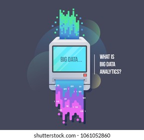 BIG DATA Computer Learning Algorithms. Icon for mobile and web graphics. Vector abstract colorful big data information sorting visualization