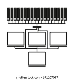 Big data Computer network Vector black icon on white background.