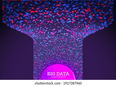 Big Data Concept. Abstract Background. Wave of Dots and Weave Lines. Network Connection Structure. Vector Illustration.