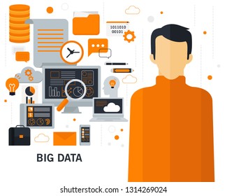 Big data concept background .Flat icons