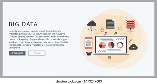 Big data concept. Banner with keywords and icons