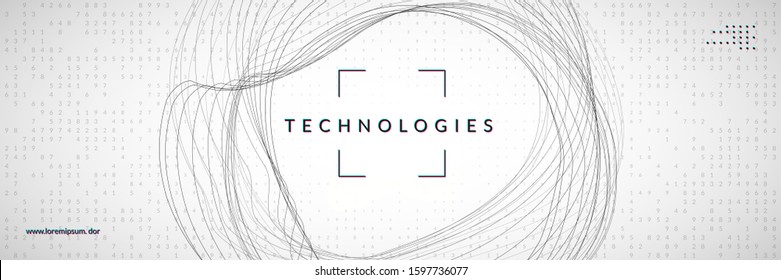 Big data concept. Digital technology abstract background. Artificial intelligence and deep learning. Tech visual for networking template. Wavy big data concept backdrop.