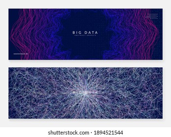Big data concept. Digital technology abstract background. Artificial intelligence and deep learning. Tech visual for energy template. Geometric big data concept backdrop.