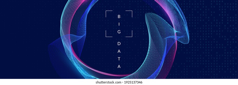 Big data concept. Digital technology abstract background. Artificial intelligence and deep learning. Tech visual for network template. Fractal big data concept backdrop.