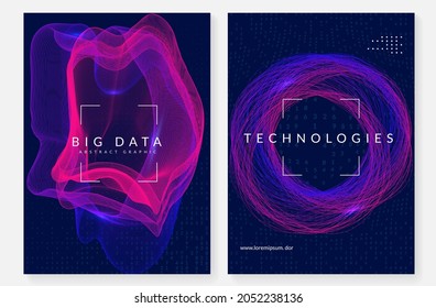 Big data concept. Digital technology abstract background. Artificial intelligence and deep learning. Tech visual for system template. Fractal big data concept backdrop.