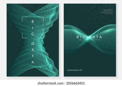 Big data concept. Digital technology abstract background. Artificial intelligence and deep learning. Tech visual for interface template. Wavy big data concept backdrop.