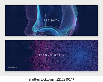 Big data concept. Digital technology abstract background. Artificial intelligence and deep learning. Tech visual for networking template. Vector big data concept backdrop.