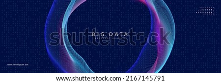 Big data concept. Digital technology abstract background. Artificial intelligence and deep learning. Tech visual for industry template. Wavy big data concept backdrop.