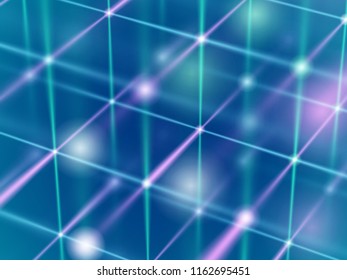 Big data concept: glowing lines in cyberspace. Abstract background for information technology and data protection. Visualization of data transfer or social network. EPS 10 vector illustration.