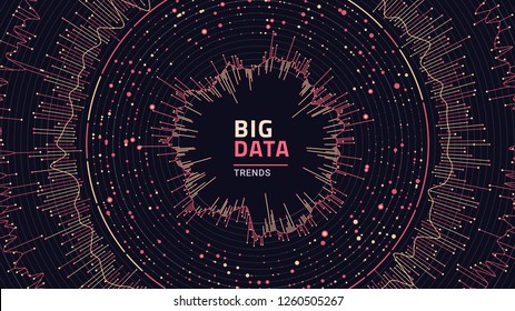 Big data concept. Information complexity visual representation. Data visualization. Graphic abstract background. 