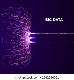 Big Data Concept and Innovation. Network and Data Analysis. Digital Technology Visualization. Dot and Connection Lines Data Flow and Processing Information. Vector