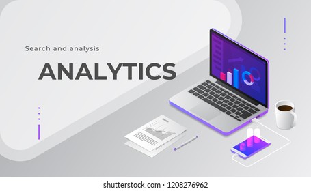 Big data concept. Isometric vector illustration